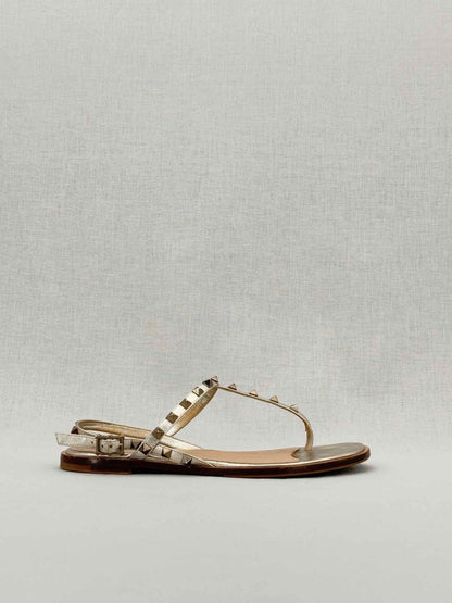 Pre - loved VALENTINO GARAVANI Metallic Gold Size EU 39.5 Sandals at Reems Closet