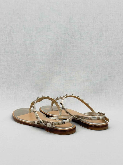 Pre - loved VALENTINO GARAVANI Metallic Gold Size EU 39.5 Sandals at Reems Closet