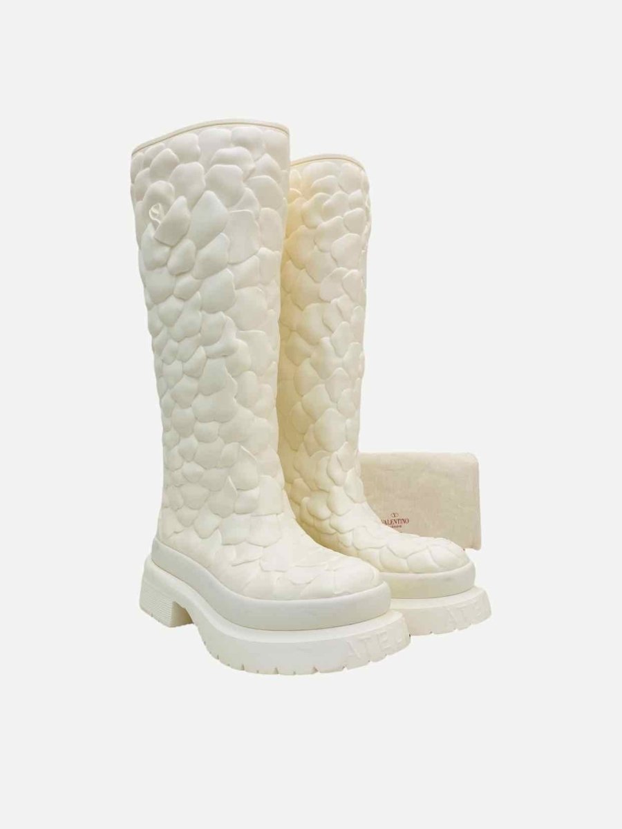 Pre - loved VALENTINO GARAVANI Off - white Size EU 41 Knee High Boots at Reems Closet