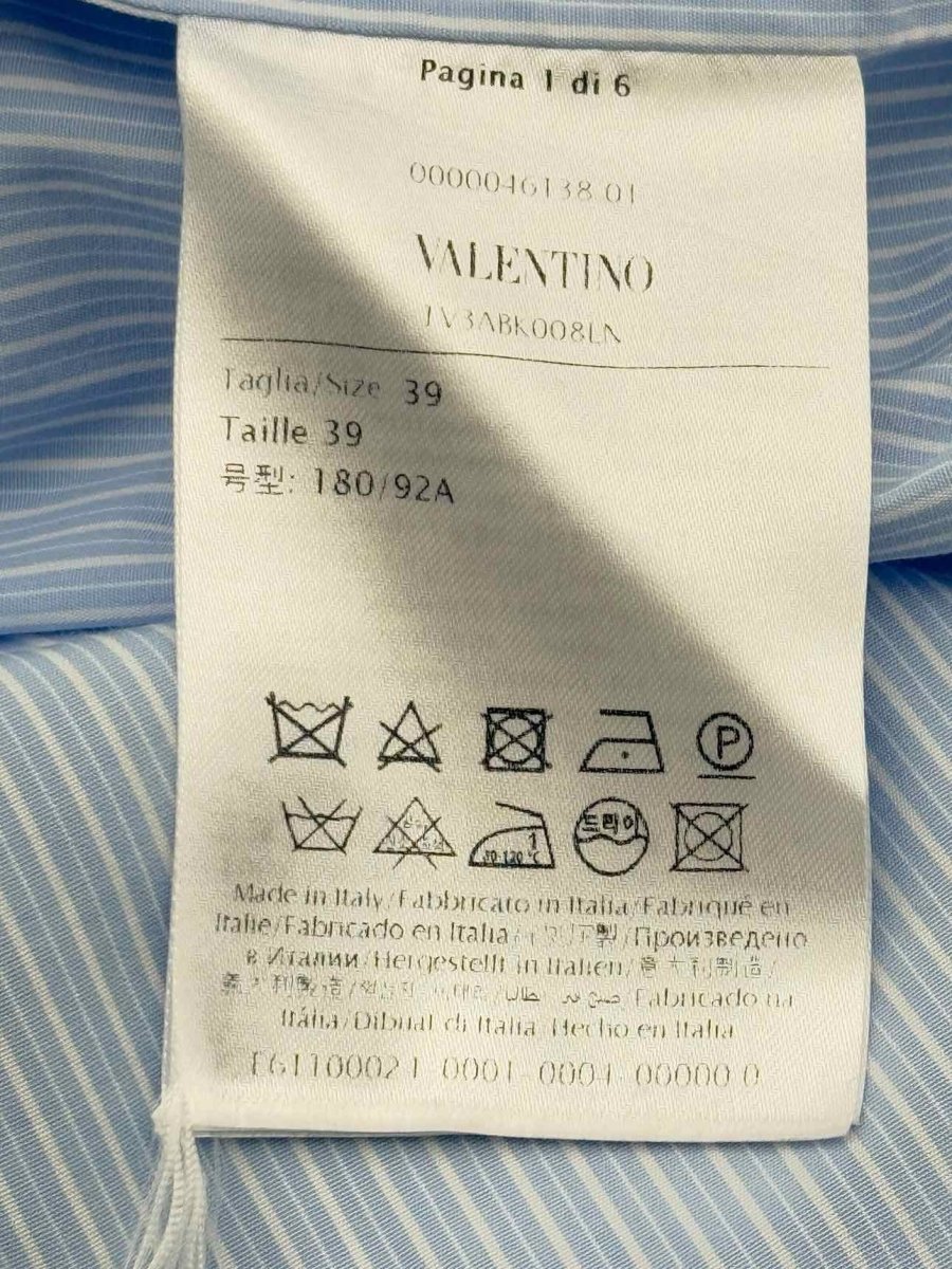 Pre - loved VALENTINO GARAVANI Pale Blue Striped Size US 4 Shirt at Reems Closet