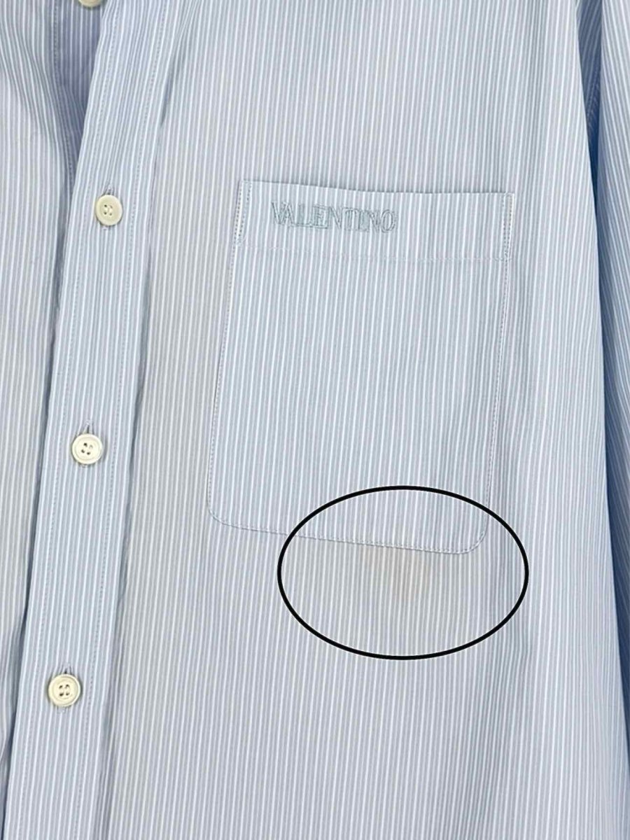 Pre - loved VALENTINO GARAVANI Pale Blue Striped Size US 4 Shirt at Reems Closet