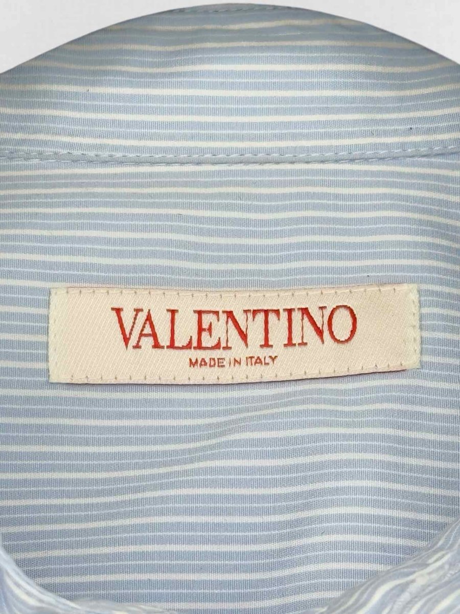 Pre - loved VALENTINO GARAVANI Pale Blue Striped Size US 4 Shirt at Reems Closet