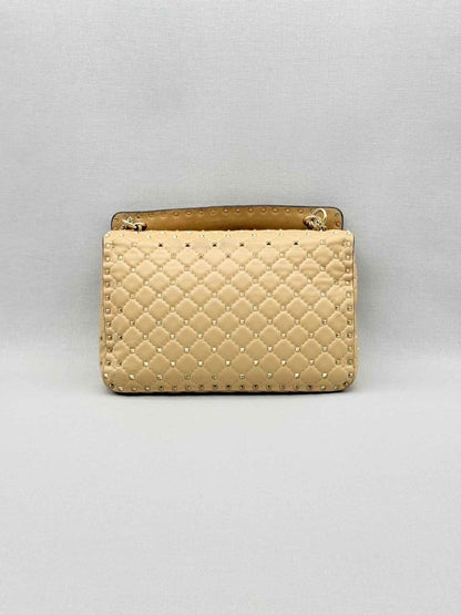 Pre-loved VALENTINO GARAVANI Rockstud Beige Quilted Shoulder Bag at Reems Closet