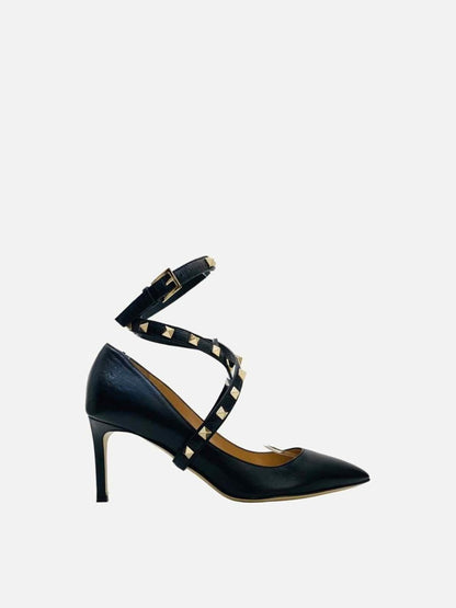 Pre - loved VALENTINO GARAVANI Rockstud Black Size EU 37.5 Pumps at Reems Closet