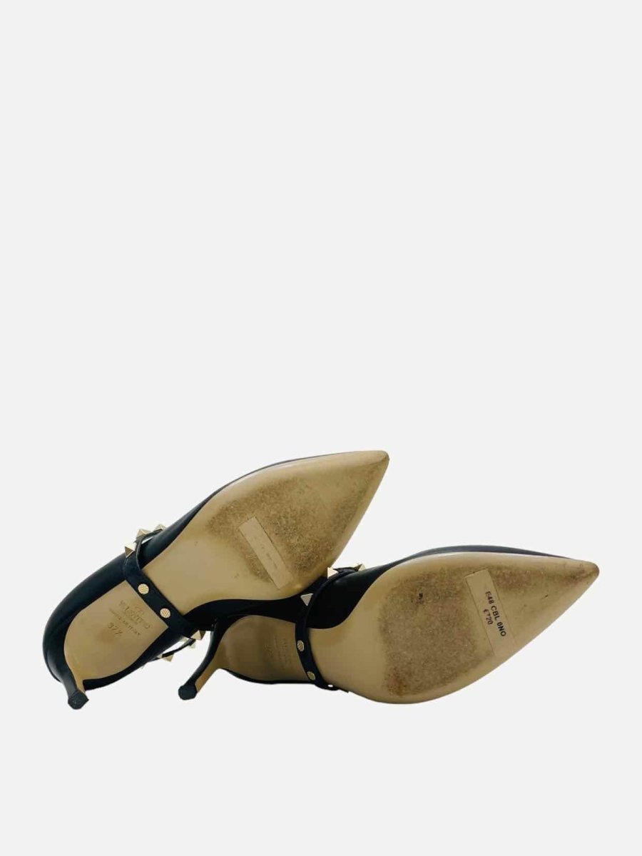 Pre - loved VALENTINO GARAVANI Rockstud Black Size EU 37.5 Pumps at Reems Closet