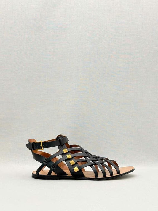 Pre-loved VALENTINO GARAVANI Rockstud Black Size EU 37.5 Sandals at Reems Closet