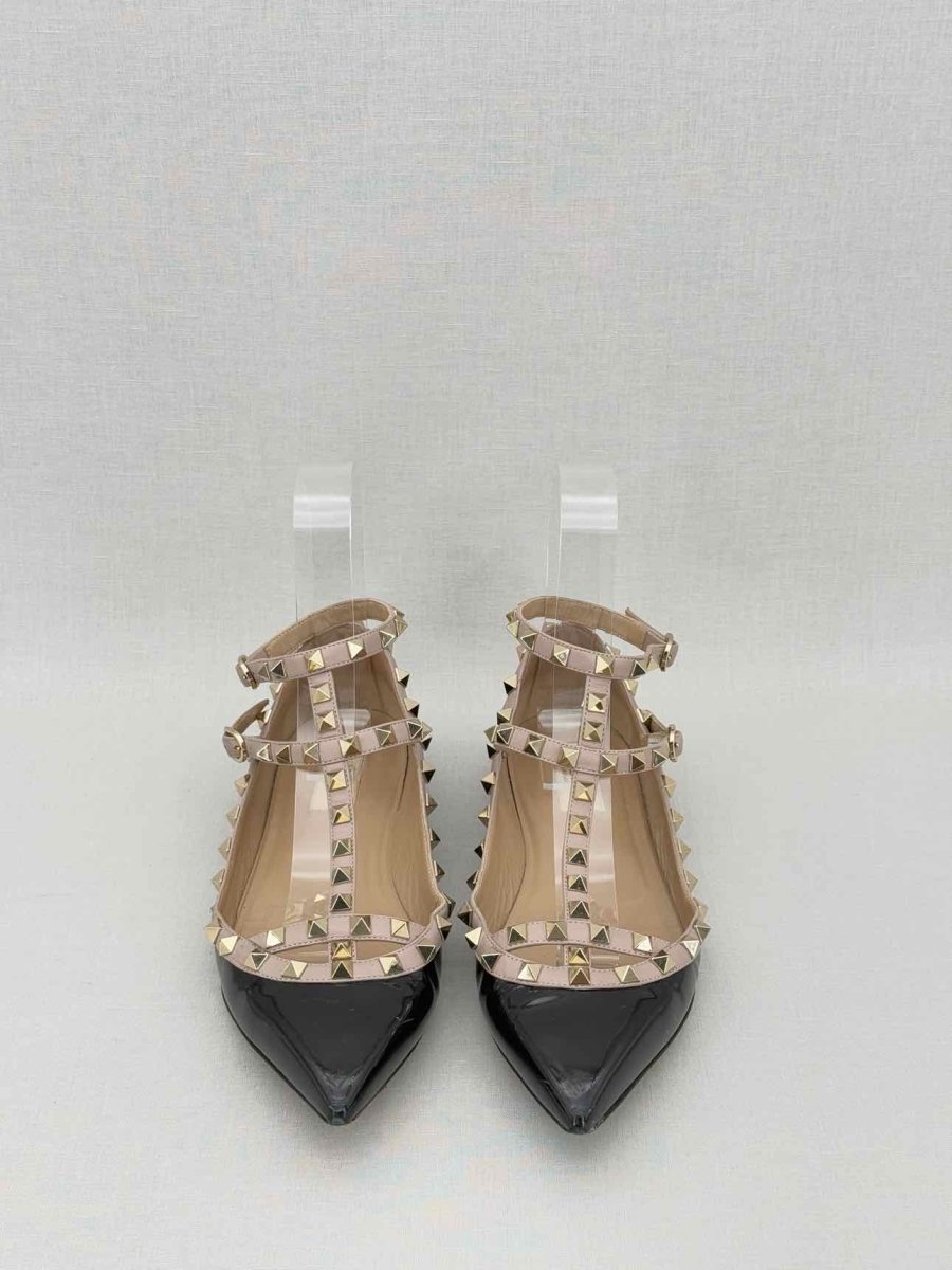 Pre - loved VALENTINO GARAVANI Rockstud Black Size EU 38.5 Flats at Reems Closet