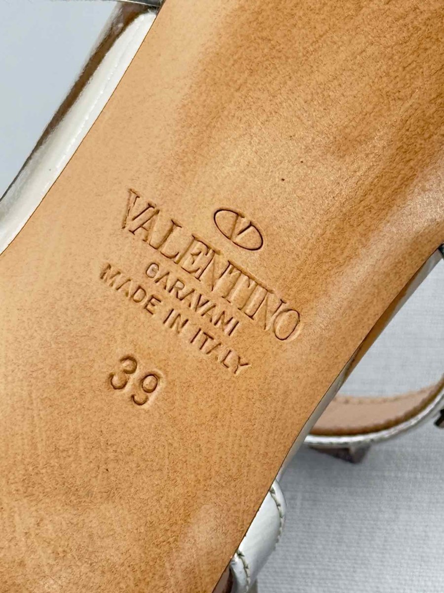 Pre - loved VALENTINO GARAVANI Rockstud Bronze Size EU 39 Mules at Reems Closet