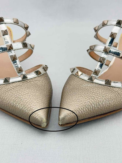 Pre - loved VALENTINO GARAVANI Rockstud Bronze Size EU 39 Mules at Reems Closet