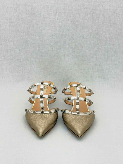 Pre - loved VALENTINO GARAVANI Rockstud Bronze Size EU 39 Mules at Reems Closet
