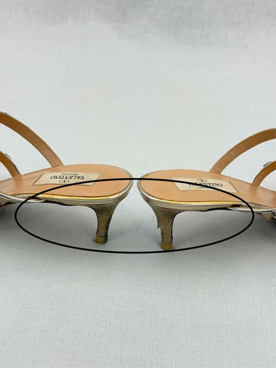 Pre - loved VALENTINO GARAVANI Rockstud Bronze Size EU 39 Mules at Reems Closet