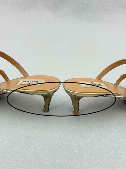 Pre - loved VALENTINO GARAVANI Rockstud Bronze Size EU 39 Mules at Reems Closet