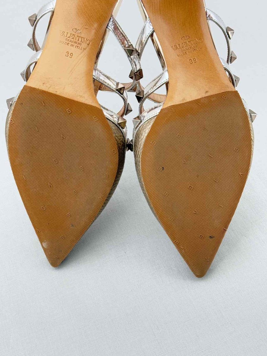 Pre - loved VALENTINO GARAVANI Rockstud Bronze Size EU 39 Mules at Reems Closet