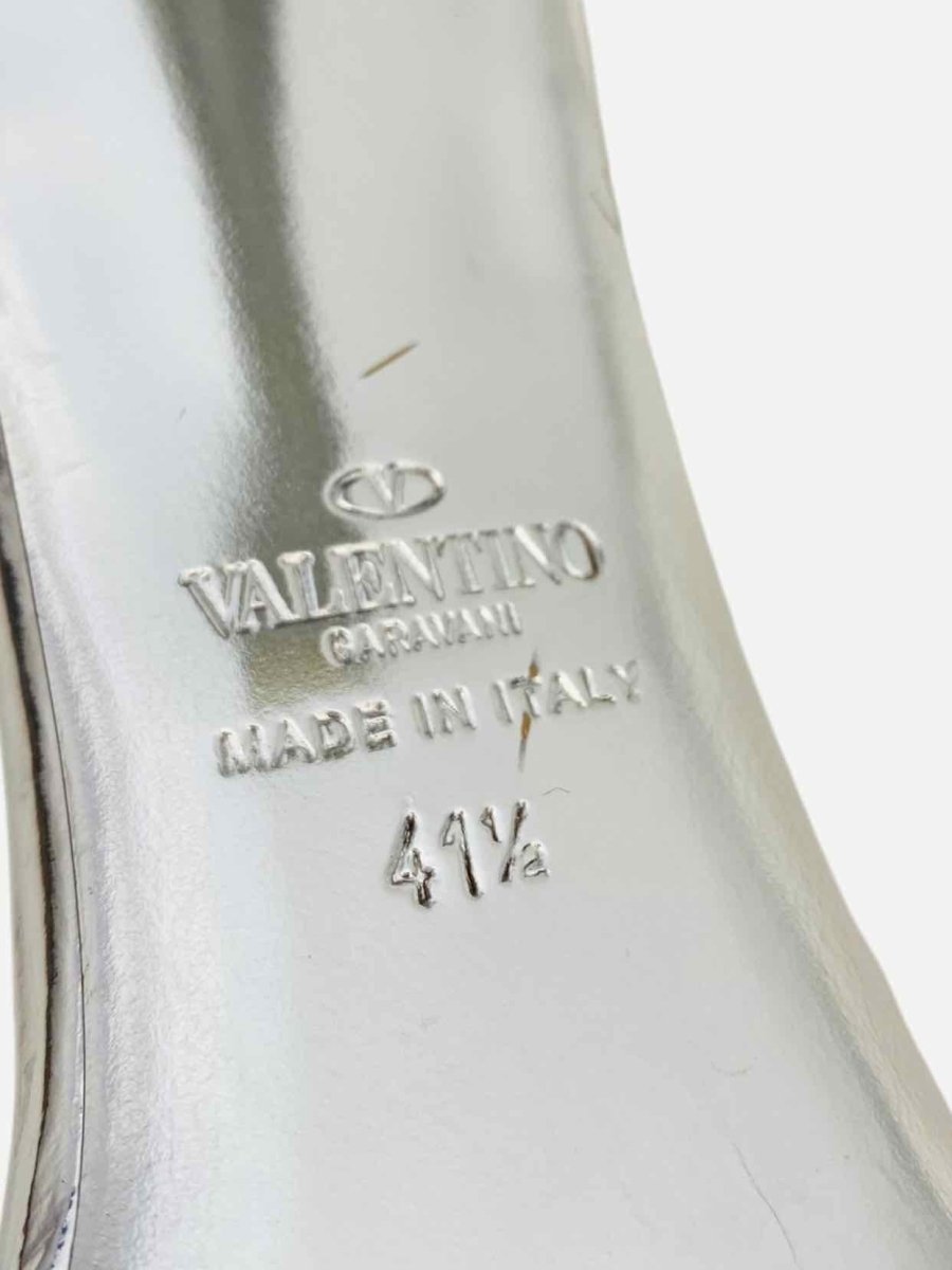 Pre-loved VALENTINO GARAVANI Rockstud Silver Size EU 41.5 Mules at Reems Closet