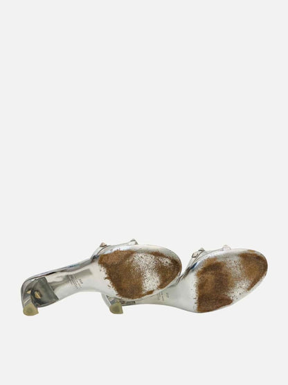 Pre-loved VALENTINO GARAVANI Rockstud Silver Size EU 41.5 Mules at Reems Closet