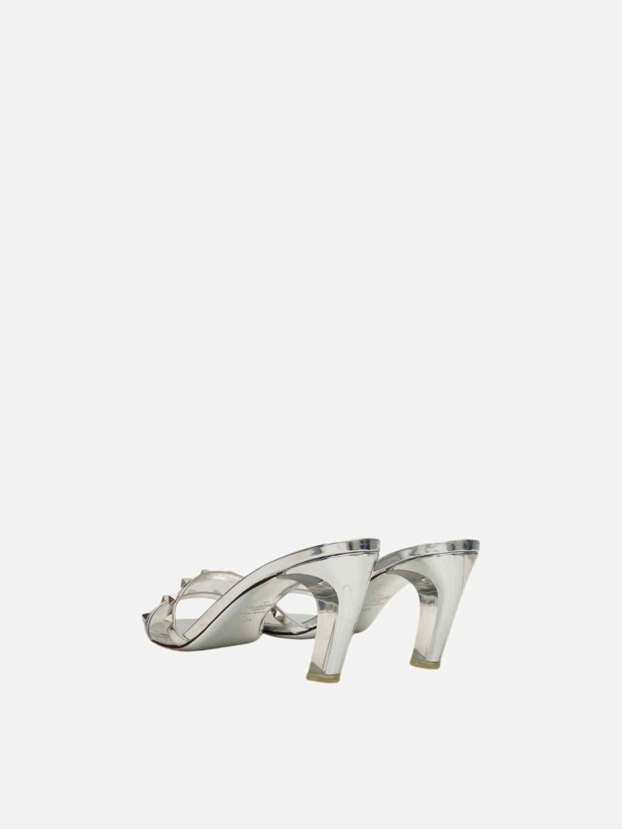 Pre-loved VALENTINO GARAVANI Rockstud Silver Size EU 41.5 Mules at Reems Closet