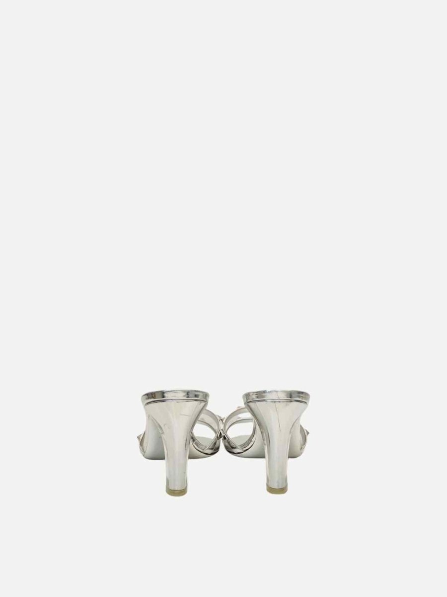 Pre-loved VALENTINO GARAVANI Rockstud Silver Size EU 41.5 Mules at Reems Closet