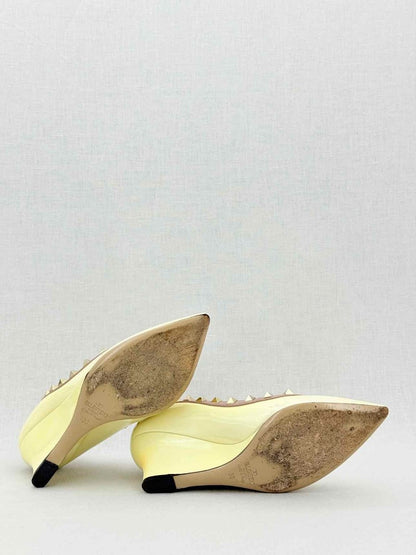 Pre-loved VALENTINO GARAVANI Rockstud Yellow Size EU 36 Wedges at Reems Closet