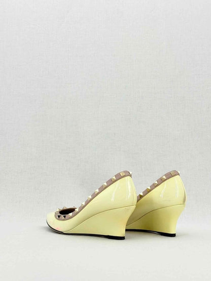 Pre-loved VALENTINO GARAVANI Rockstud Yellow Size EU 36 Wedges at Reems Closet
