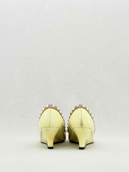 Pre-loved VALENTINO GARAVANI Rockstud Yellow Size EU 36 Wedges at Reems Closet