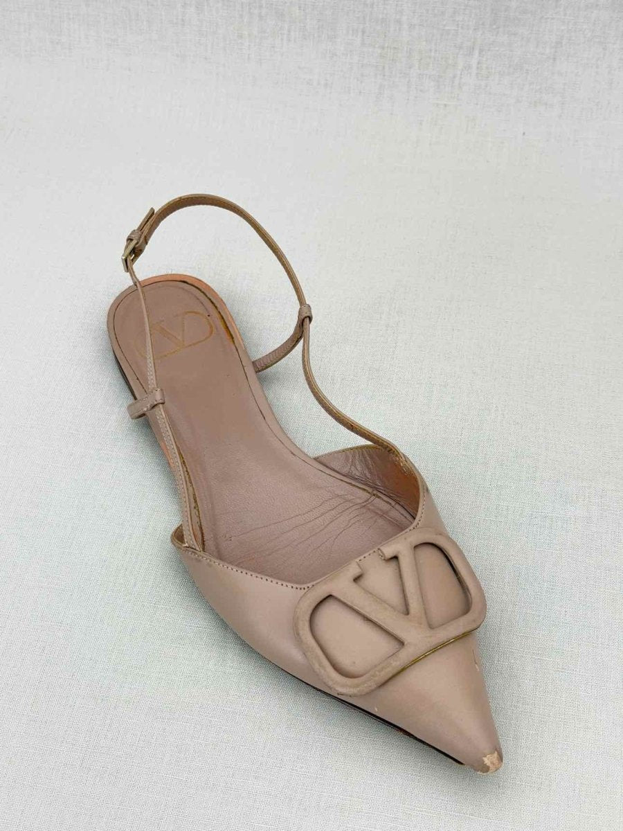 Pre - loved VALENTINO GARAVANI Slingback Beige Size EU 38 Flats at Reems Closet