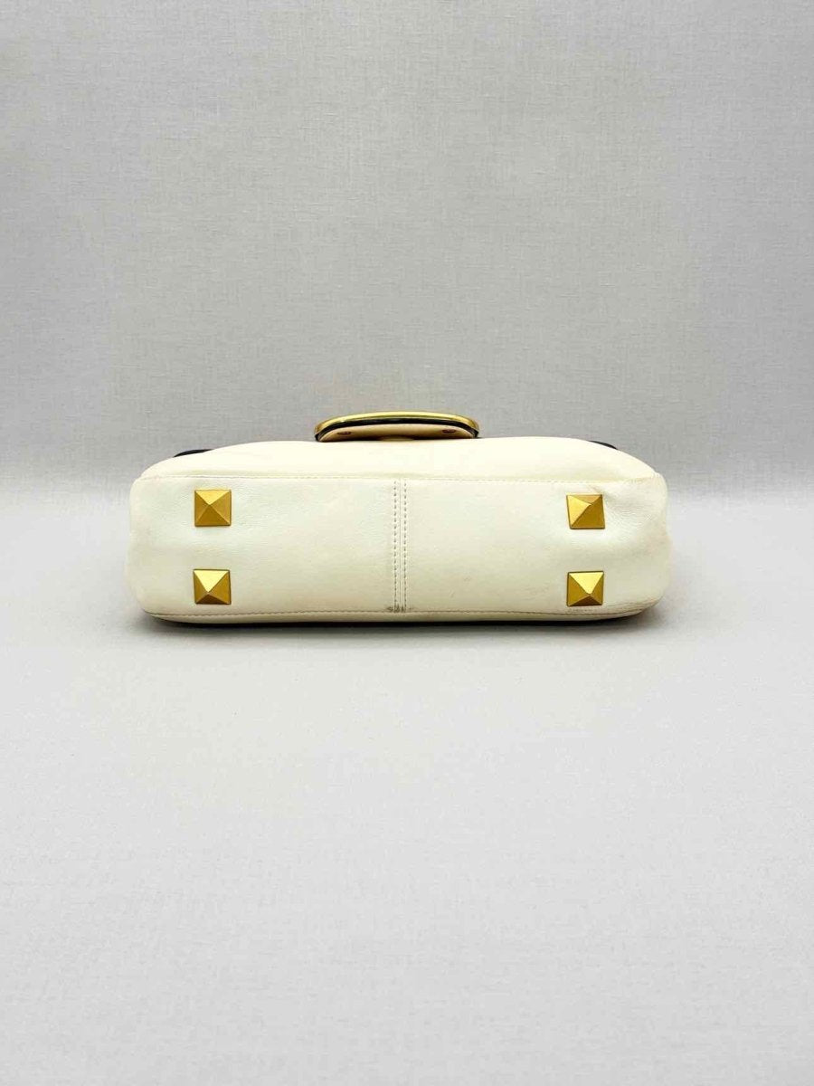 Pre-loved VALENTINO GARAVANI Stud Sign Cream Shoulder Bag at Reems Closet