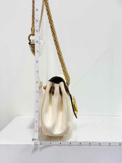Pre-loved VALENTINO GARAVANI Stud Sign Cream Shoulder Bag at Reems Closet