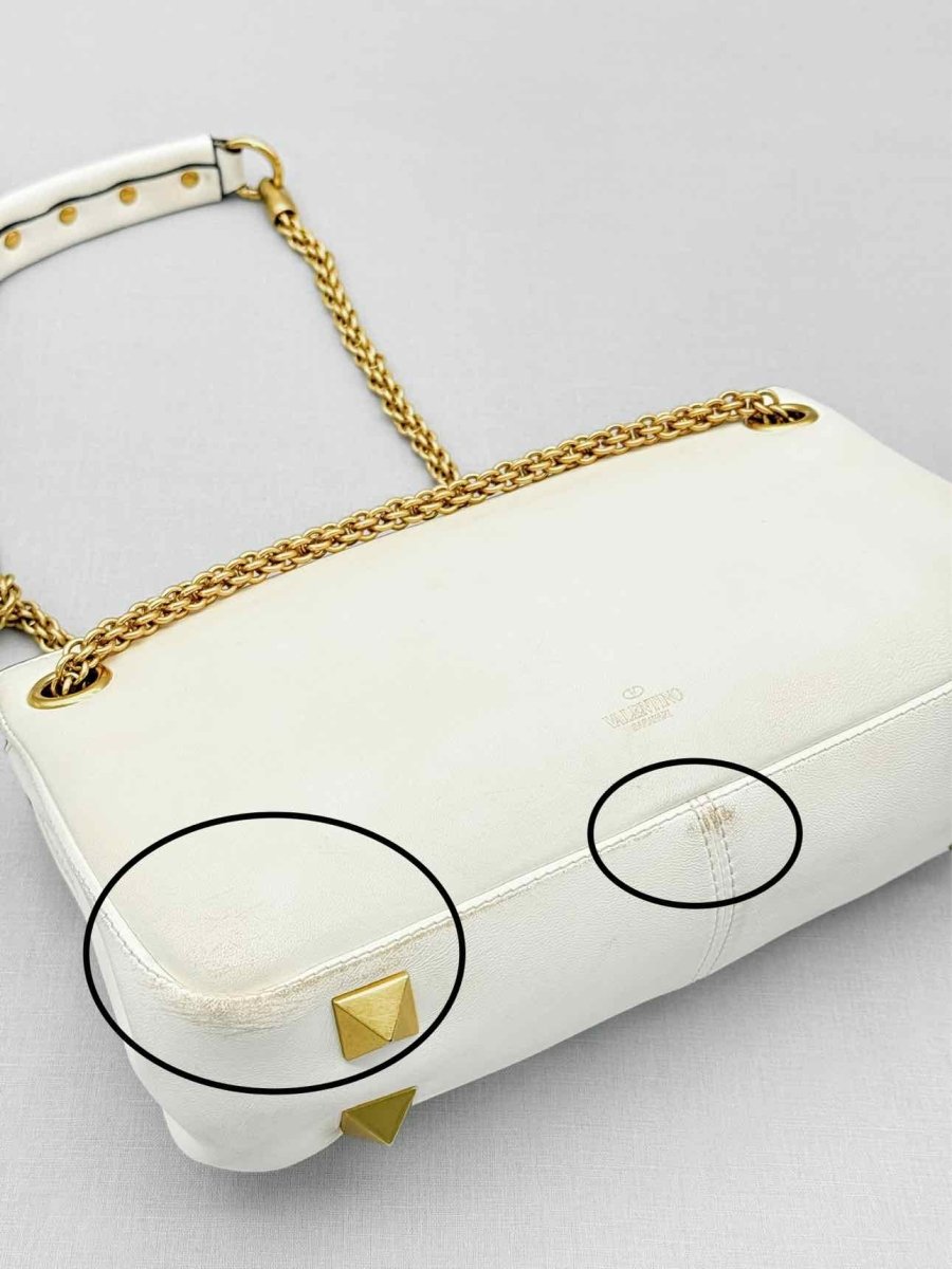 Pre-loved VALENTINO GARAVANI Stud Sign Cream Shoulder Bag at Reems Closet