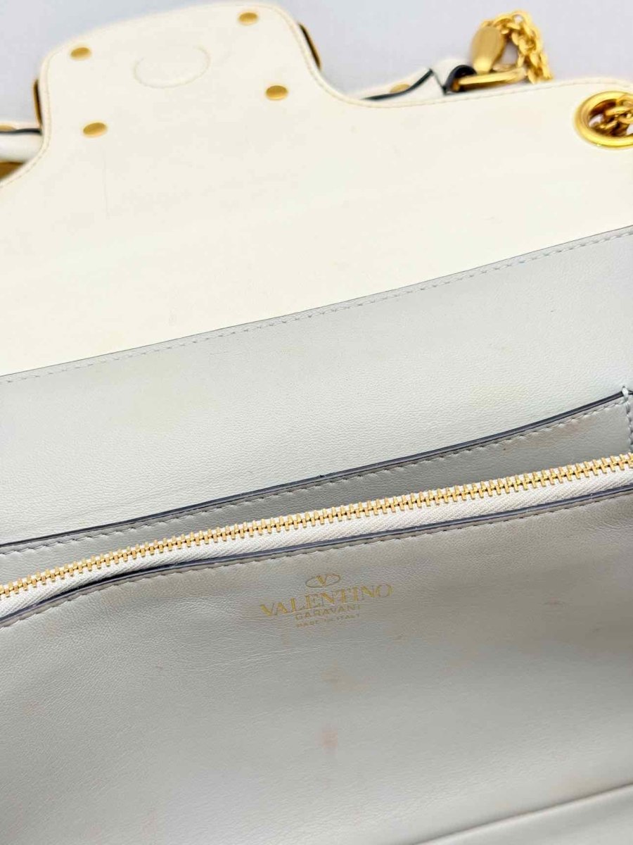 Pre-loved VALENTINO GARAVANI Stud Sign Cream Shoulder Bag at Reems Closet
