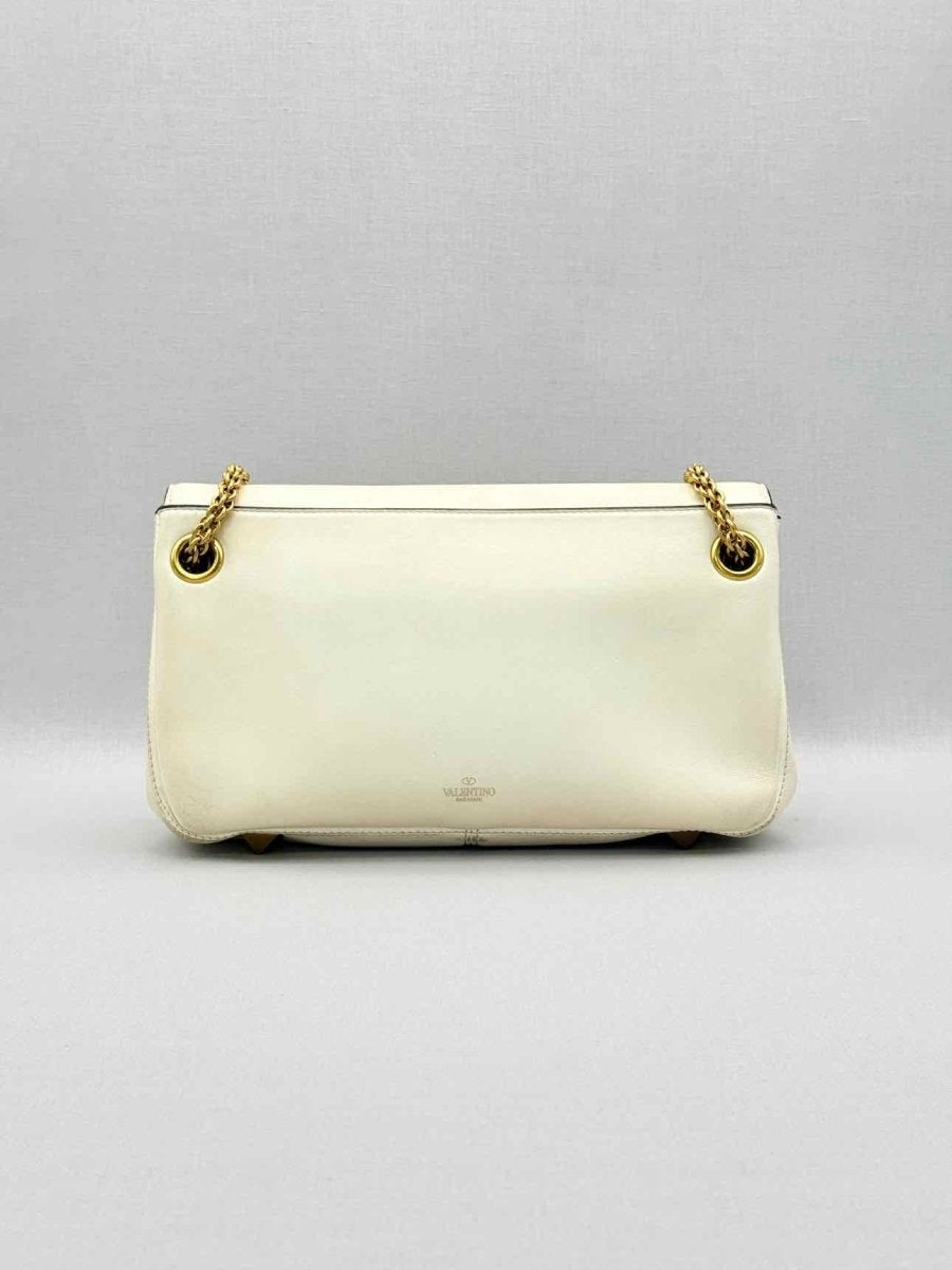 Pre-loved VALENTINO GARAVANI Stud Sign Cream Shoulder Bag at Reems Closet