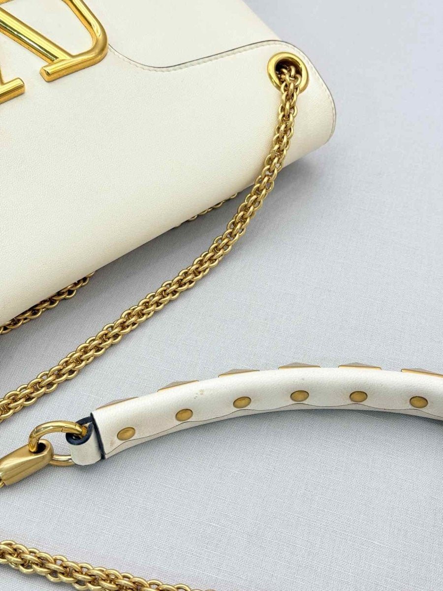 Pre-loved VALENTINO GARAVANI Stud Sign Cream Shoulder Bag at Reems Closet