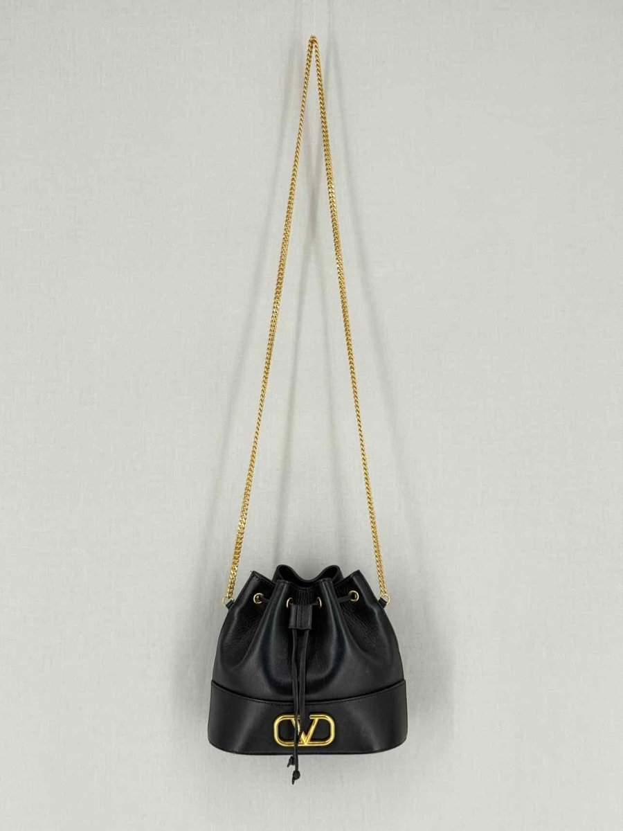 Pre - loved VALENTINO GARAVANI VLogo Black Bucket Bag at Reems Closet
