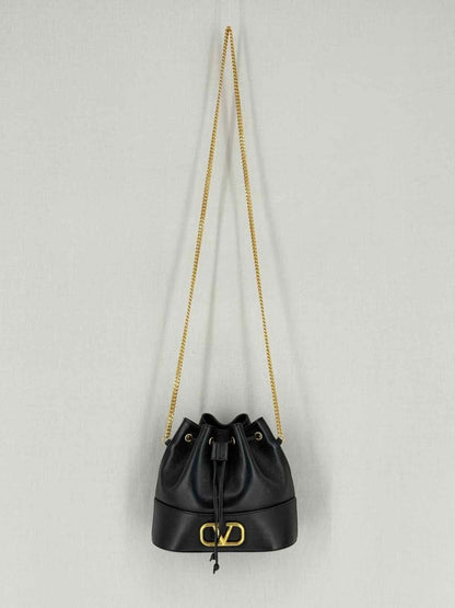 Pre - loved VALENTINO GARAVANI VLogo Black Bucket Bag at Reems Closet