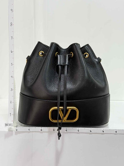 Pre - loved VALENTINO GARAVANI VLogo Black Bucket Bag at Reems Closet