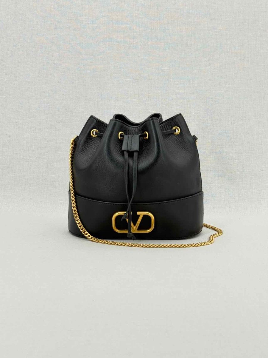 Pre - loved VALENTINO GARAVANI VLogo Black Bucket Bag at Reems Closet