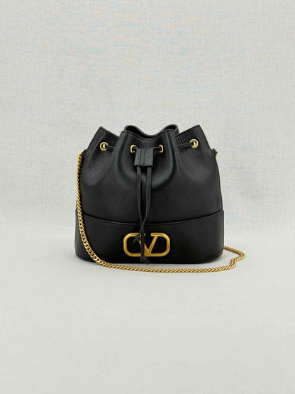 Pre - loved VALENTINO GARAVANI VLogo Black Bucket Bag at Reems Closet