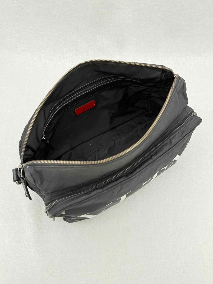Pre - loved VALENTINO GARAVANI VLTN Print Black Messenger at Reems Closet