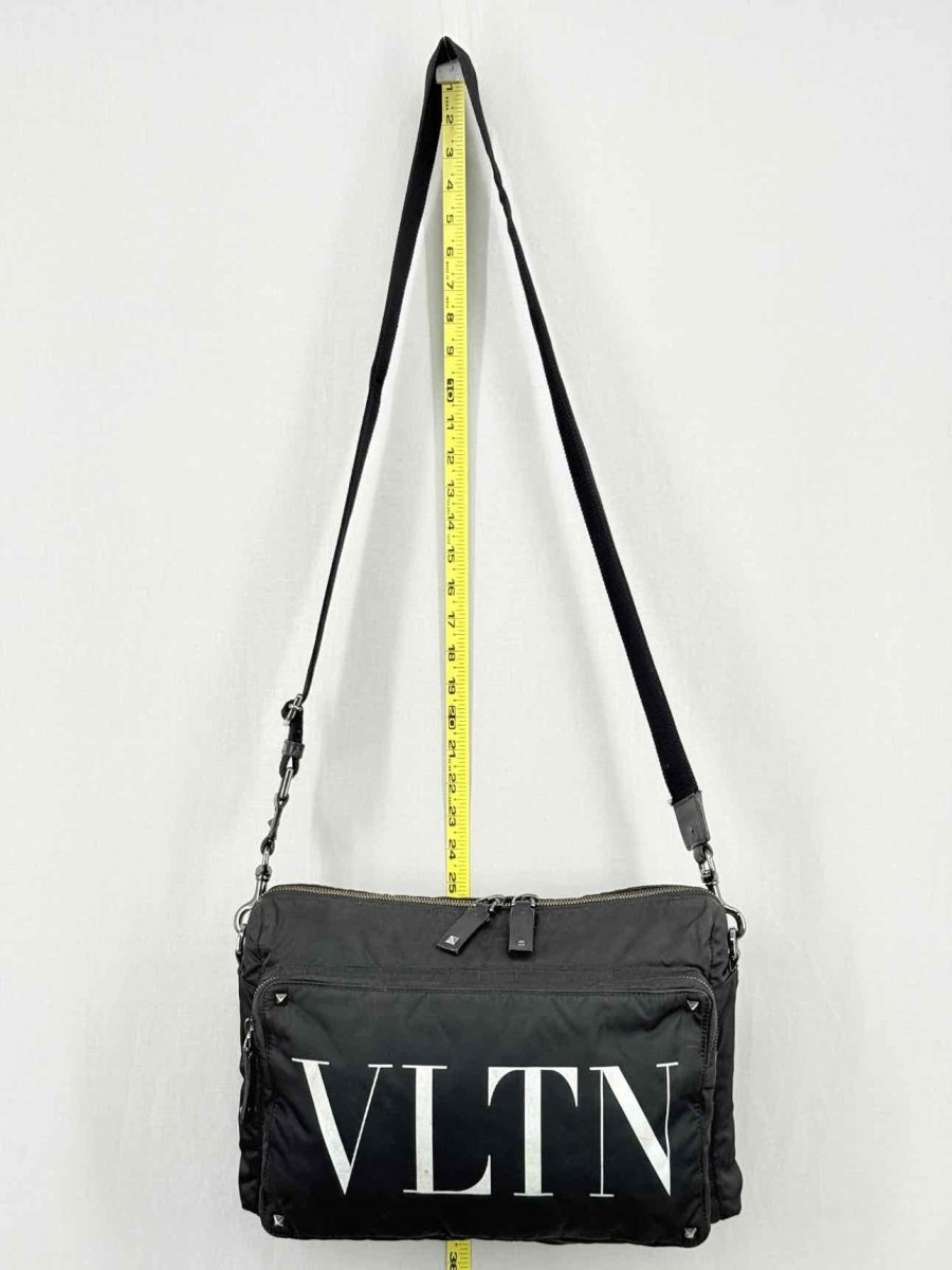 Pre - loved VALENTINO GARAVANI VLTN Print Black Messenger at Reems Closet
