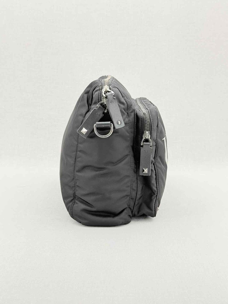 Pre - loved VALENTINO GARAVANI VLTN Print Black Messenger at Reems Closet