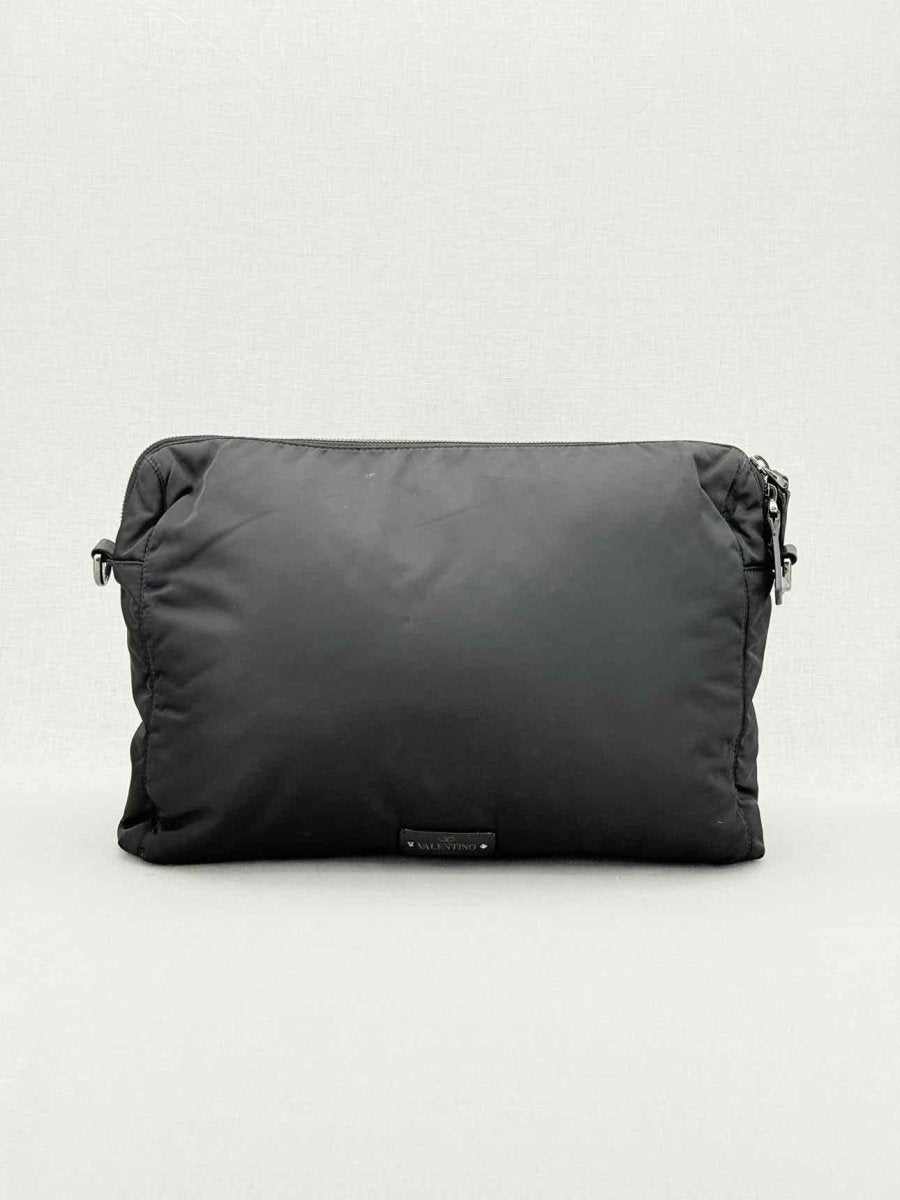 Pre - loved VALENTINO GARAVANI VLTN Print Black Messenger at Reems Closet