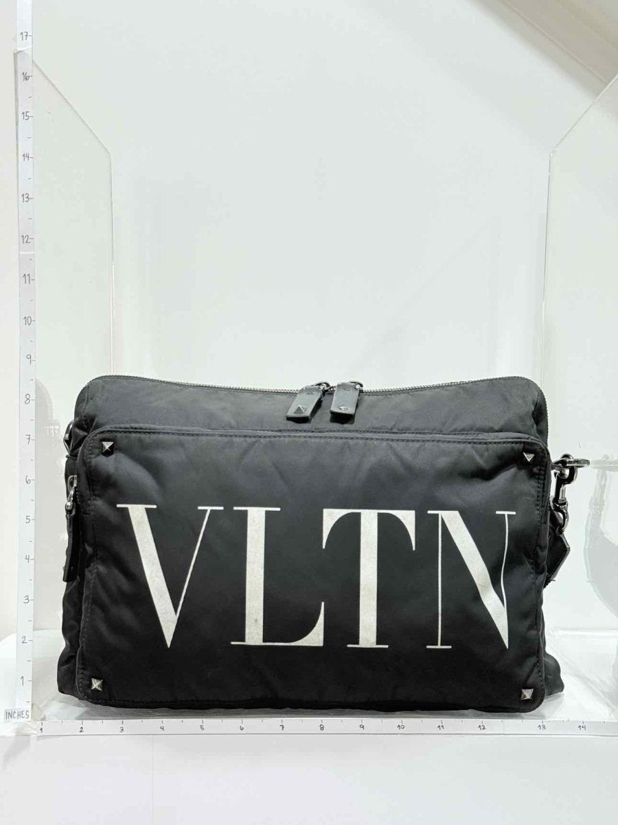 Pre - loved VALENTINO GARAVANI VLTN Print Black Messenger at Reems Closet
