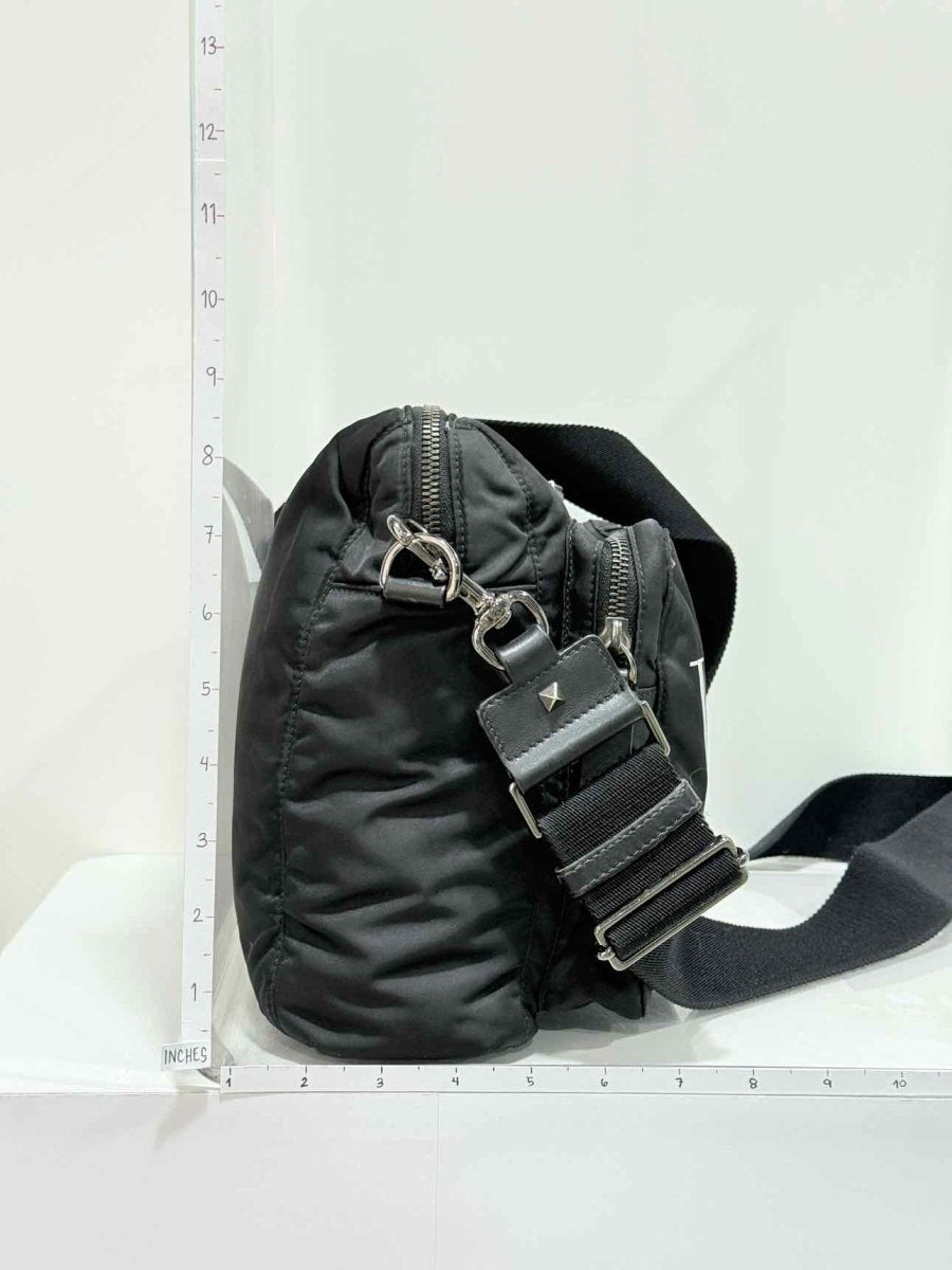 Pre - loved VALENTINO GARAVANI VLTN Print Black Messenger at Reems Closet