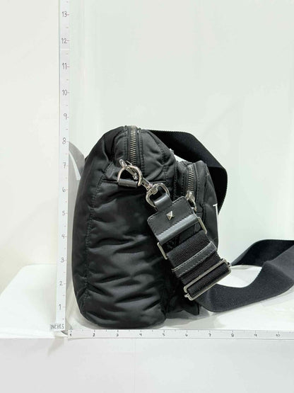 Pre - loved VALENTINO GARAVANI VLTN Print Black Messenger at Reems Closet