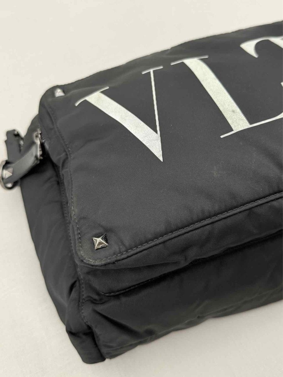 Pre - loved VALENTINO GARAVANI VLTN Print Black Messenger at Reems Closet