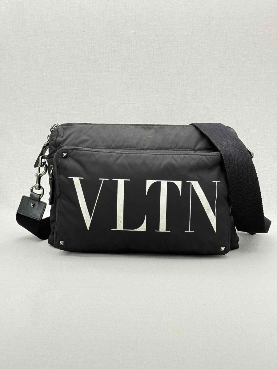 Pre - loved VALENTINO GARAVANI VLTN Print Black Messenger at Reems Closet