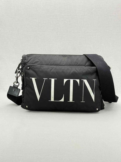Pre - loved VALENTINO GARAVANI VLTN Print Black Messenger at Reems Closet