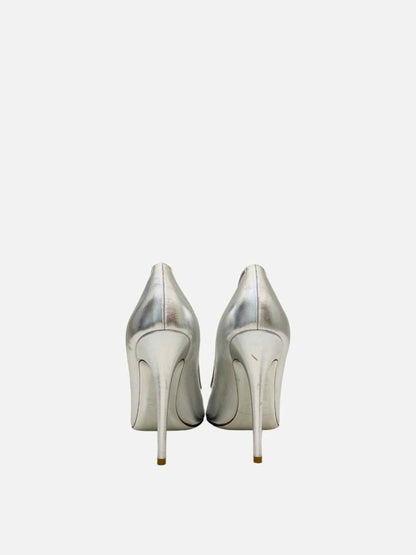 Pre - loved VALENTINO Glassglow Metallic Silver Pumps at Reems Closet