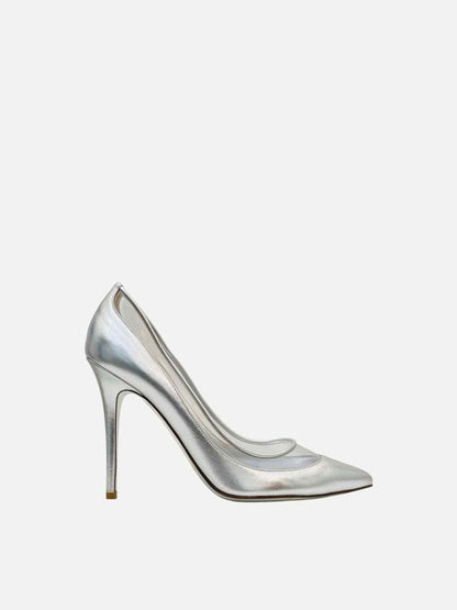 Pre - loved VALENTINO Glassglow Metallic Silver Pumps at Reems Closet