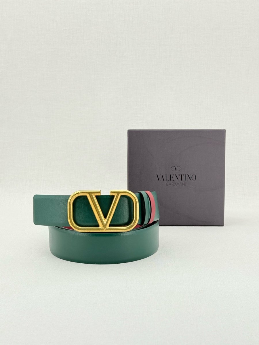 Pre - loved VALENTINO Green & Red Belt at Reems Closet