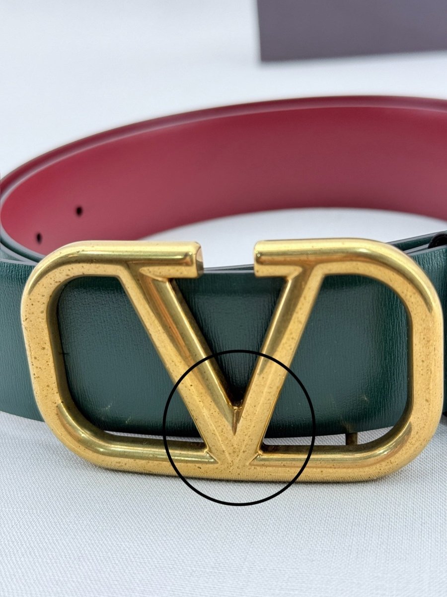 Pre - loved VALENTINO Green & Red Belt at Reems Closet
